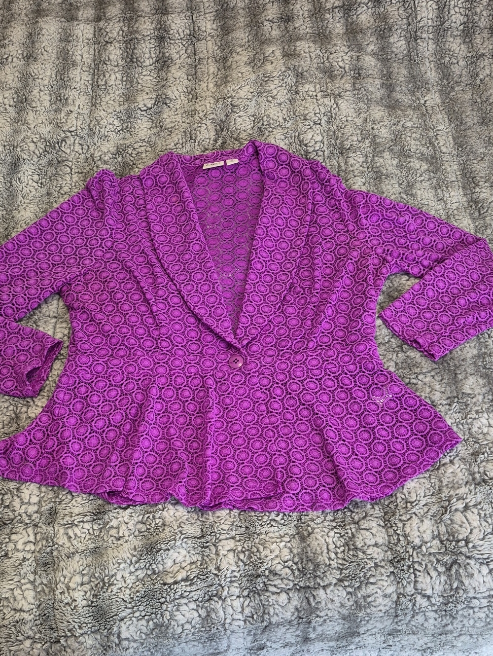 Cato 🖤 Purple Peplum Lace-Style Button Jacket (1014)